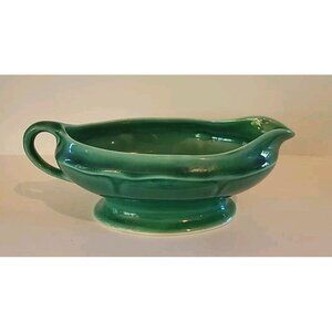 Vintage Mt. Clemens Petalware Gravy Boat USA Mt Clemens Pottery Petalware Green‎